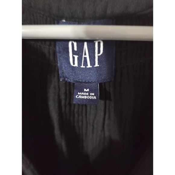 Gap Women's Relaxed Fit Soft Cotton Gauze Tiered Dress Black, M - Picture 2 of 5
